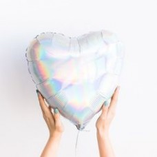 Фольгированный шар сердце, цвет серебро голография, 46 см купить