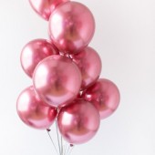 Связка из латексных воздушных шаров хром 30 см "Розовый"