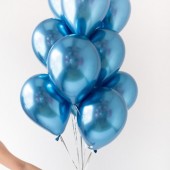 Связка из латексных воздушных шаров хром 30 см "Синий"