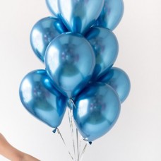 Связка из латексных воздушных шаров хром 30 см "Синий" купить