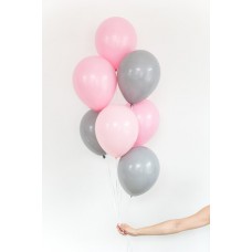 Воздушные латексные шары 30 см, 10 шт (серый, розовый, нежно-розовый)
