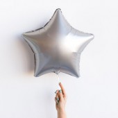  Фольгированный воздушный шар звезда, цвет сатин платина, 46 см