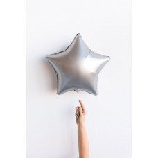  Фольгированный воздушный шар звезда, цвет сатин платина, 46 см