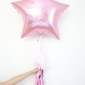 Фольгированный шар звезда, цвет  розовый 46 см