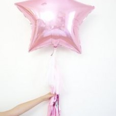 Фольгированный шар звезда, цвет  розовый 46 см