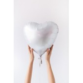 Фольгированный шар сердце, цвет белый сатин, 46 см