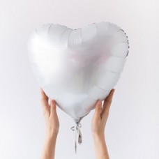 Фольгированный шар сердце, цвет белый сатин, 46 см купить